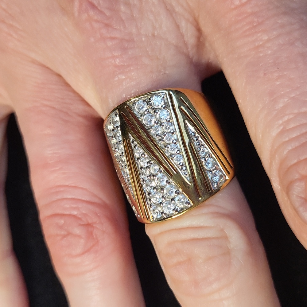 Beautiful Vermeil CZ 10k Gold Over Sterling Silver Cocktail Ring
